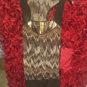Mandee Women's Tank Dress in Brown and Gold Size Large